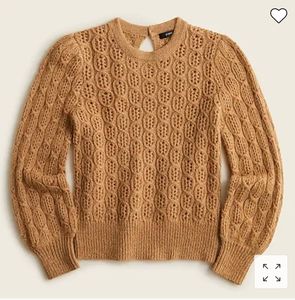 Balloon-sleeve spring cable-knit sweater
